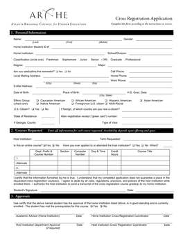 ARCHE Cross Registration Application, Page 2