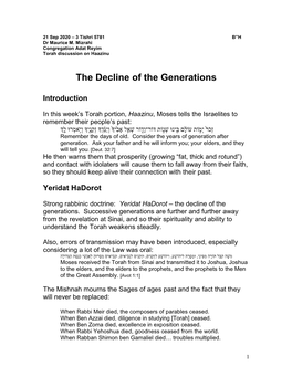 The Decline of the Generations (Haazinu)