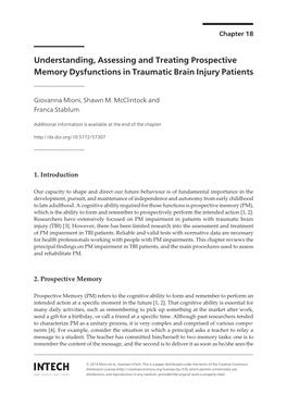 Understanding, Assessing and Treating Prospective Memory Dysfunctions in Traumatic Brain Injury Patients