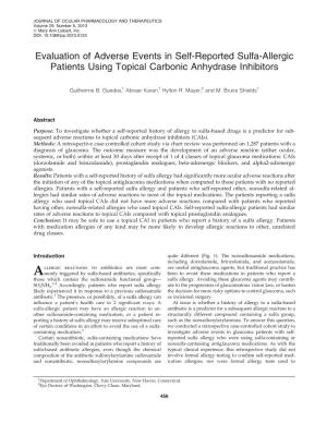 Evaluation of Adverse Events in Self-Reported Sulfa-Allergic Patients Using Topical Carbonic Anhydrase Inhibitors