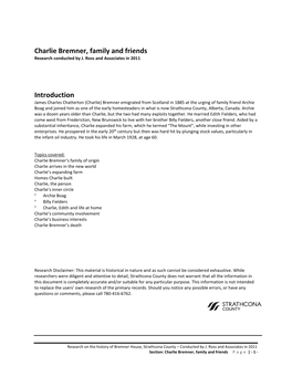 Charlie Bremner, Family and Friends Research Conducted by J