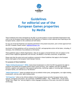 Guidelines for Editorial Use of the European Games Properties by Media