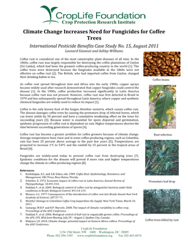 Climate Change Increases Need for Fungicides for Coffee Trees International Pesticide Benefits Case Study No