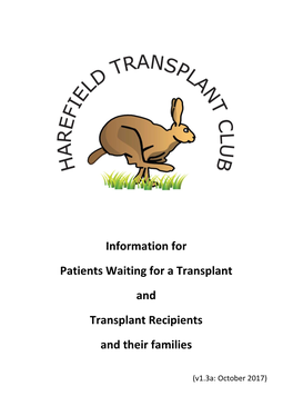 Information for Patients Waiting for a Transplant and Transplant Recipients and Their Families