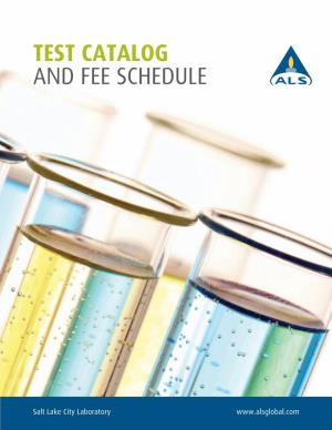 Test Catalog and Fee Schedule