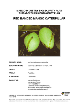 RED BANDED MANGO CATERPILLAR CONTINGENCY PLAN 2 Effective Chemicals