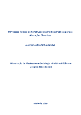 Dissertação O Processo Político Das Políticas Públicas Para As