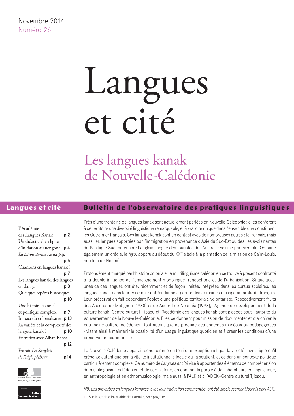 Les Langues Kanak De Nouvelle-Calédonie