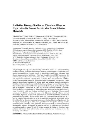 Radiation Damage Studies on Titanium Alloys As High Intensity Proton Accelerator Beam Window Materials