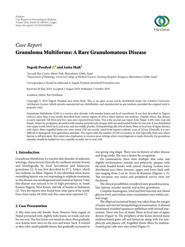 Granuloma Multiforme: a Rare Granulomatous Disease