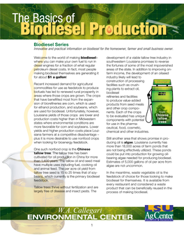 Biodiesel Production Biodiesel Series Innovative and Practical Information on Biodiesel for the Homeowner, Farmer and Small Business Owner