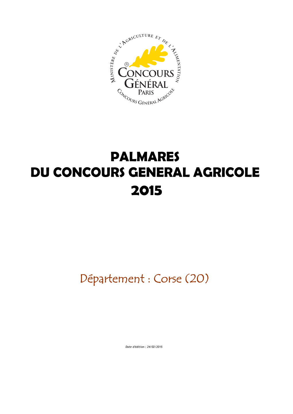 Palmarès Du Concours Général Agricole