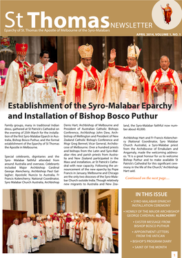 Establishment of the Syro-Malabar Eparchy and Installation of Bishop Bosco Puthur