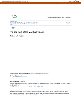 The Iron Cold of the Marshall Trilogy