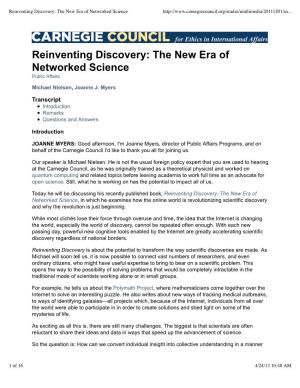 Reinventing Discovery: the New Era of Networked Science
