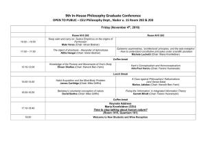 9Th In-House Philosophy Graduate Conference OPEN to PUBLIC – CEU Philosophy Dept., Nador U