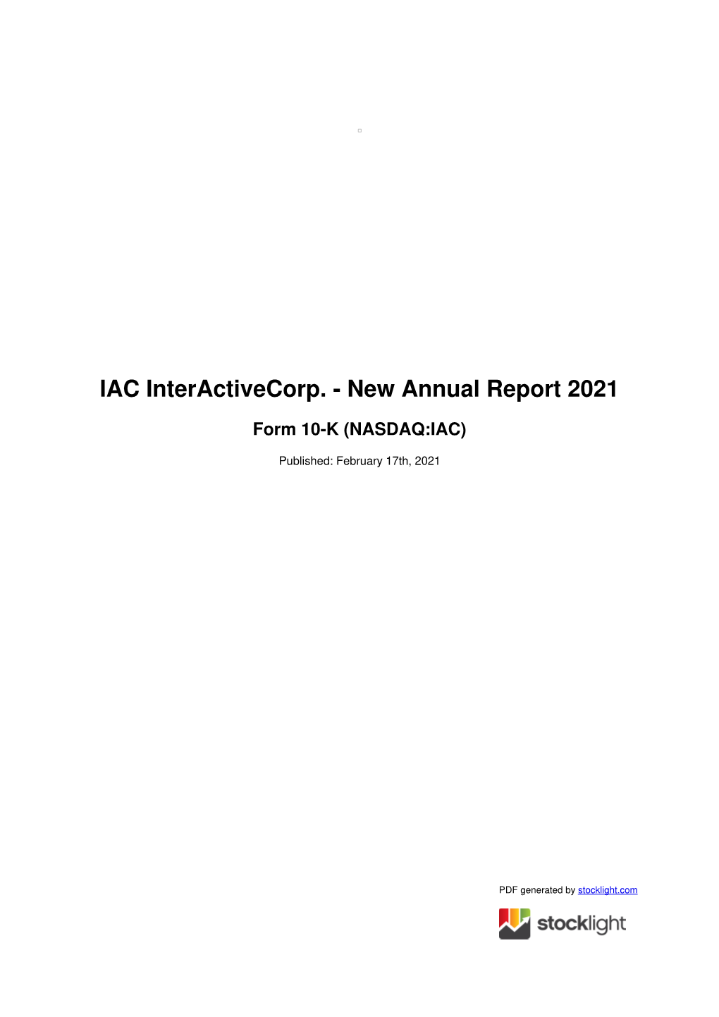 IAC Interactivecorp. - New Annual Report 2021