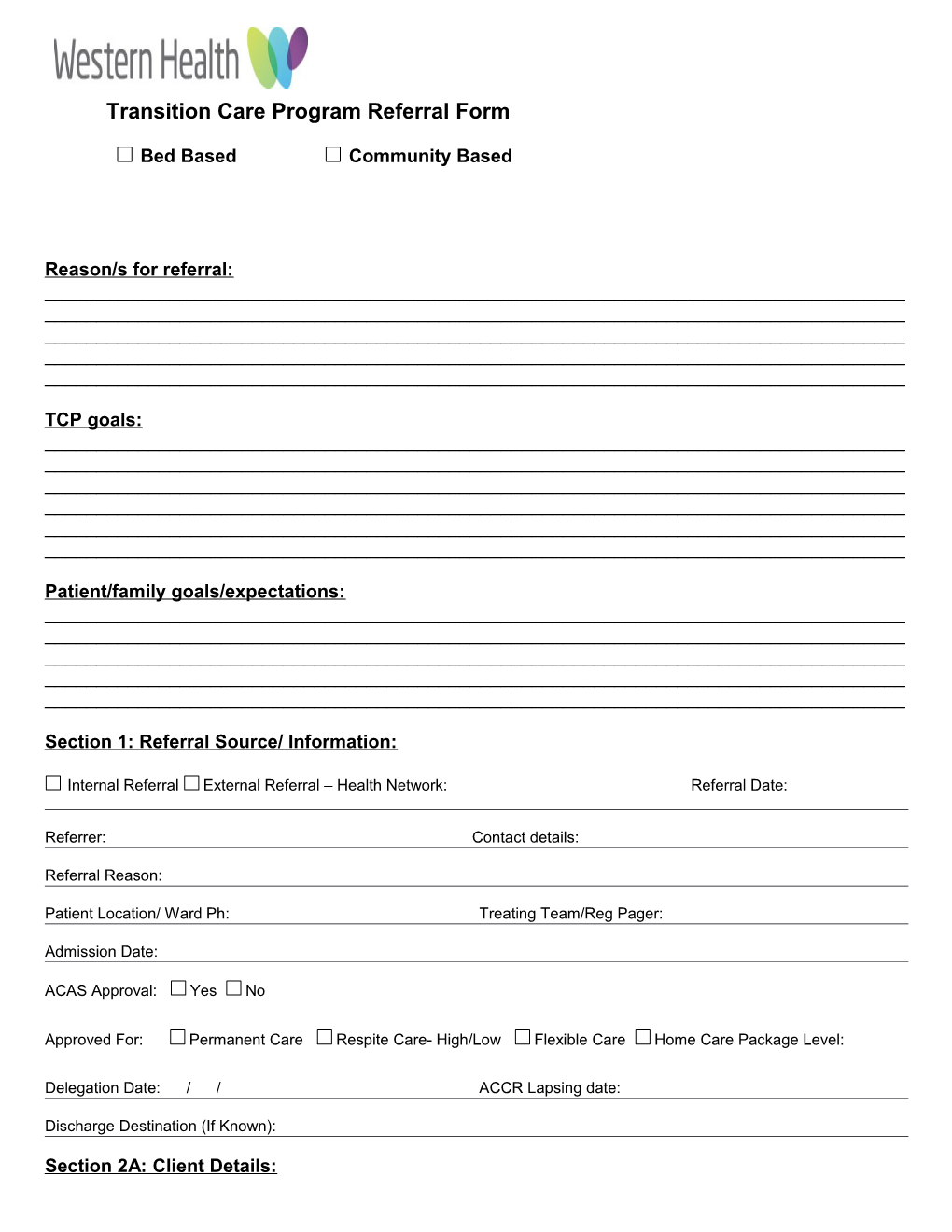 Transition Care Program Referral Form