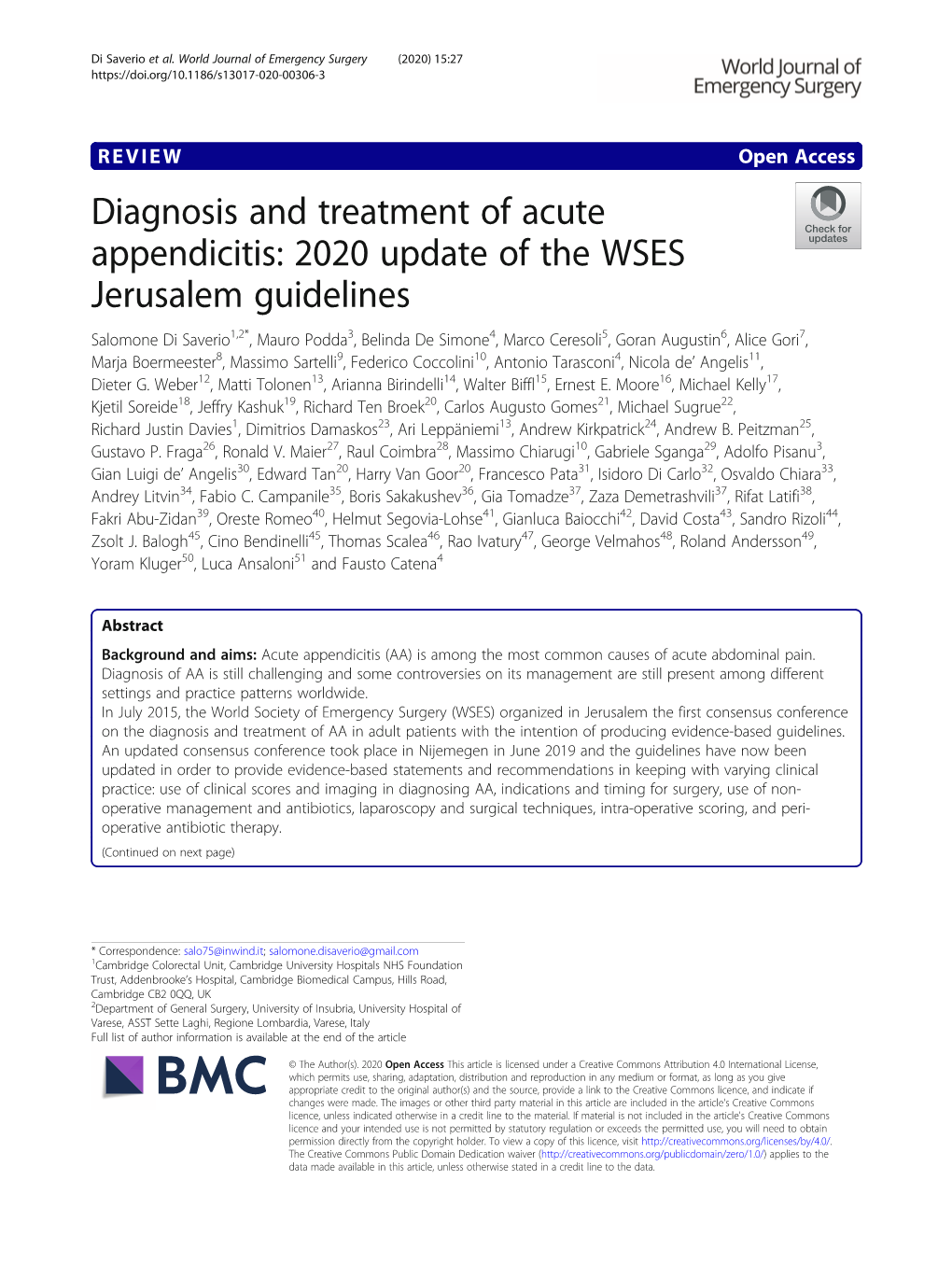 Diagnosis and Treatment of Acute Appendicitis