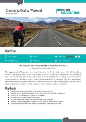 Snowdonia Cycling Weekend Trip Code: SCW