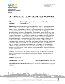 2014 Large and Legacy Grant Full Proposals