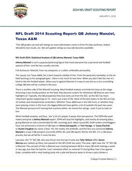 NFL Draft 2014 Scouting Report: QB Johnny Manziel, Texas A&M