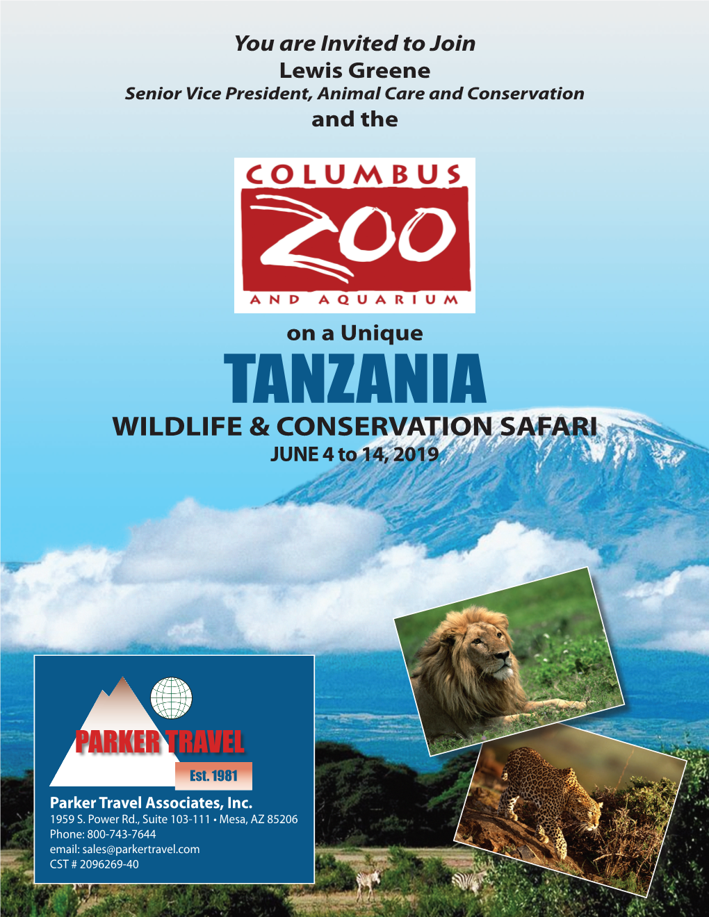 TANZANIA WILDLIFE & CONSERVATION SAFARI JUNE 4 to 14, 2019
