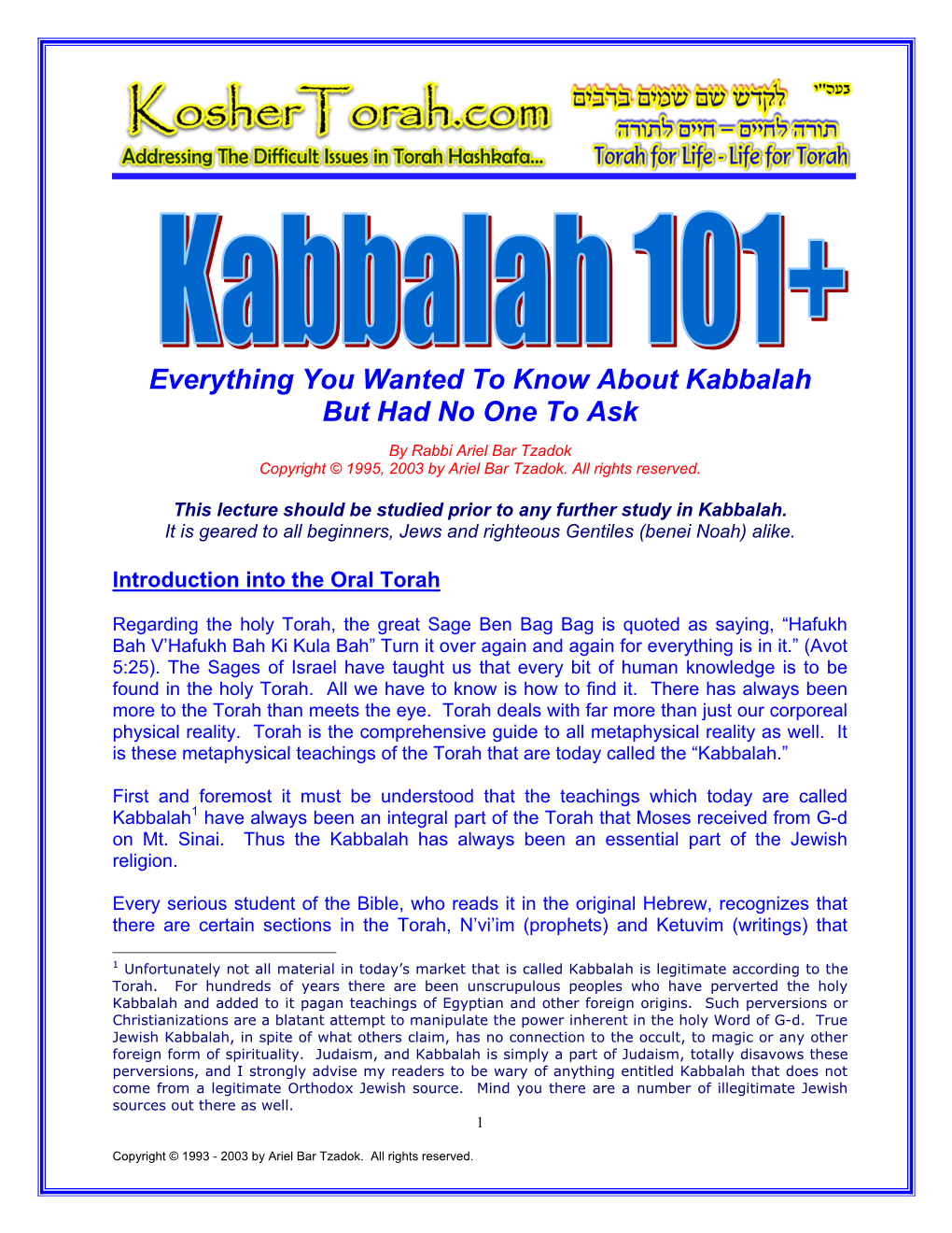 Kabbalah 101+