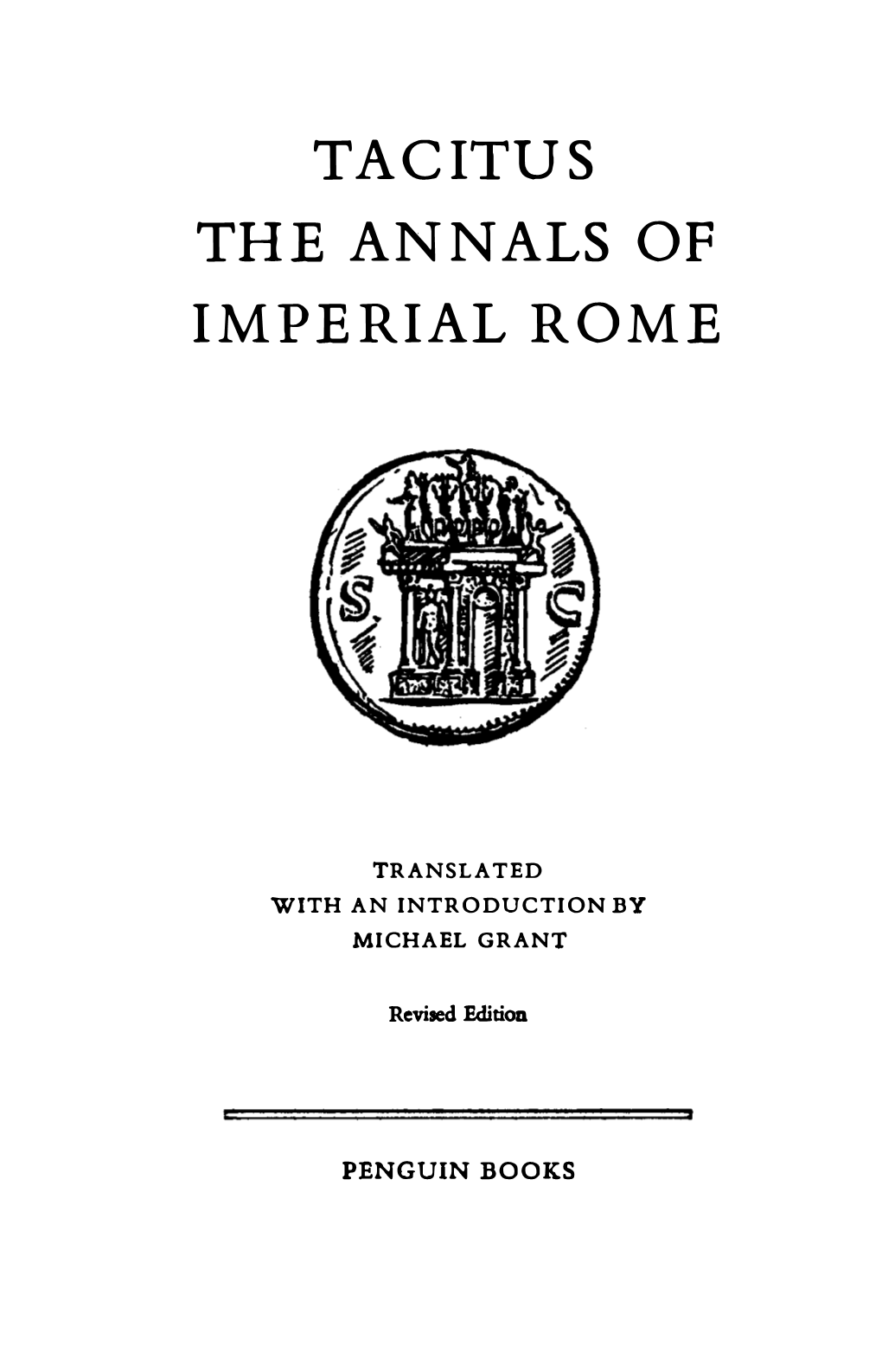 Tacitus the Annals of Imperial Rome
