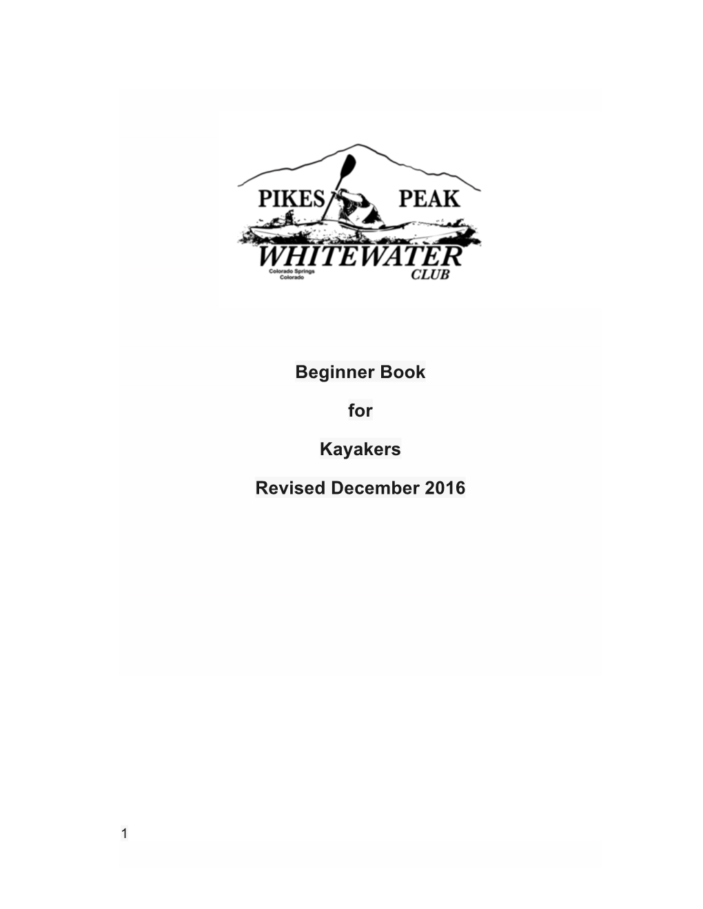 Beginner Book for Kayakers Revised December 2016