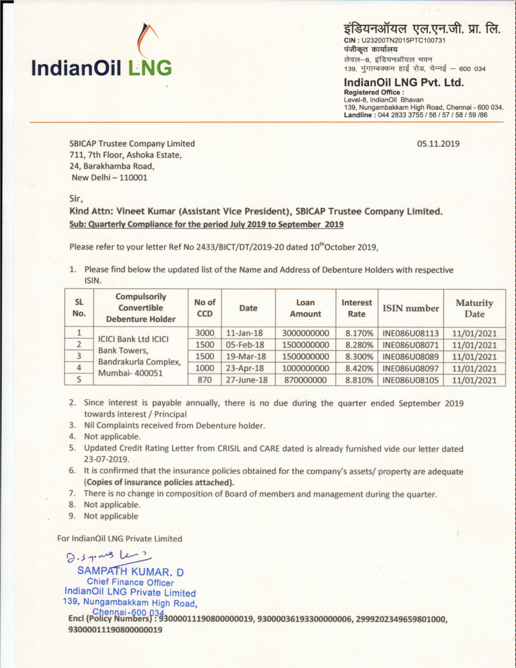 Endorsement Schedule Policy Details