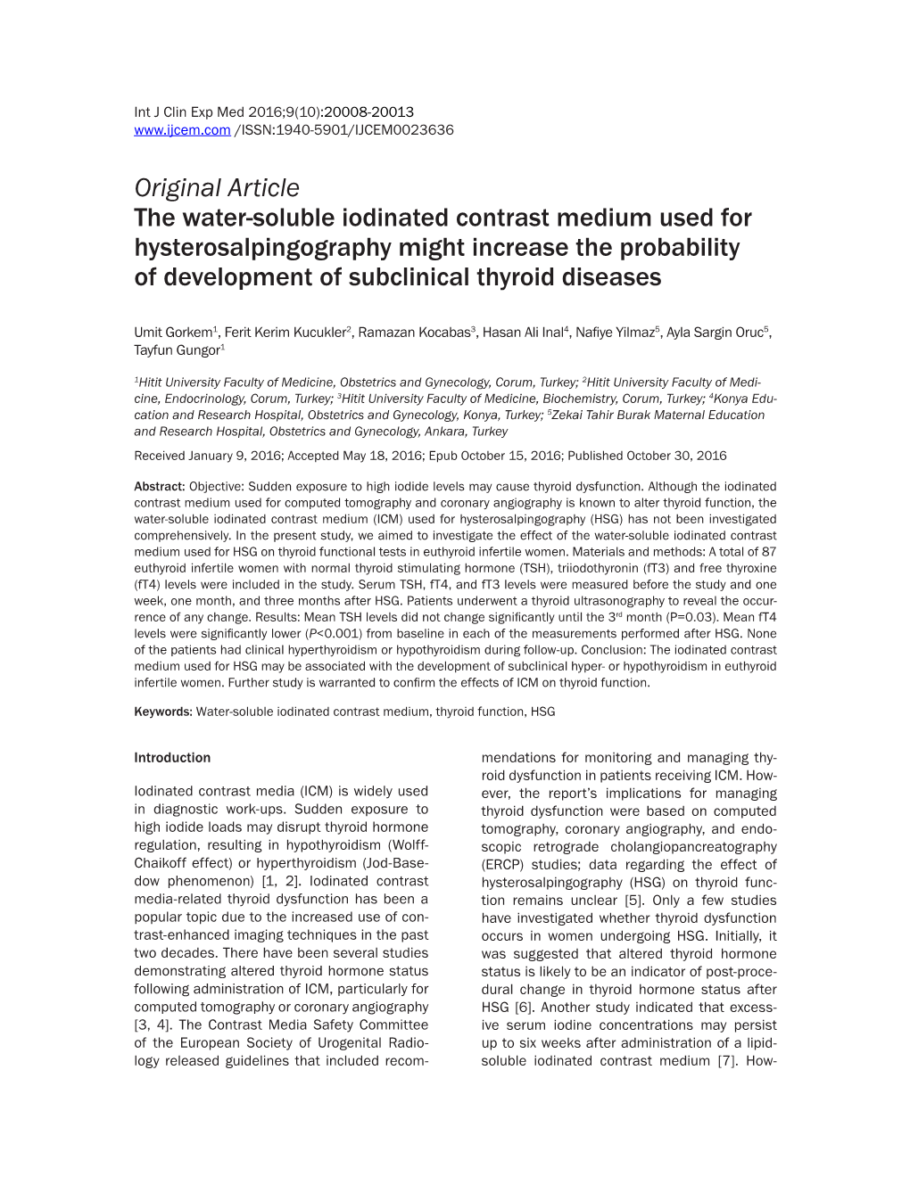 Original Article the Water-Soluble Iodinated Contrast Medium Used For