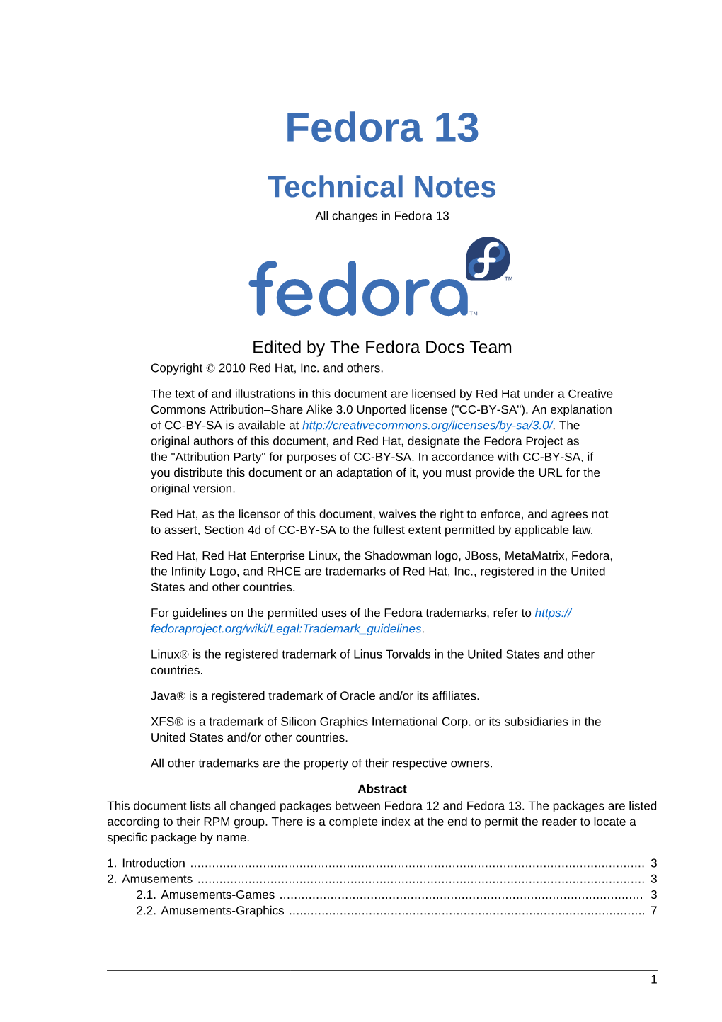 Technical Notes All Changes in Fedora 13