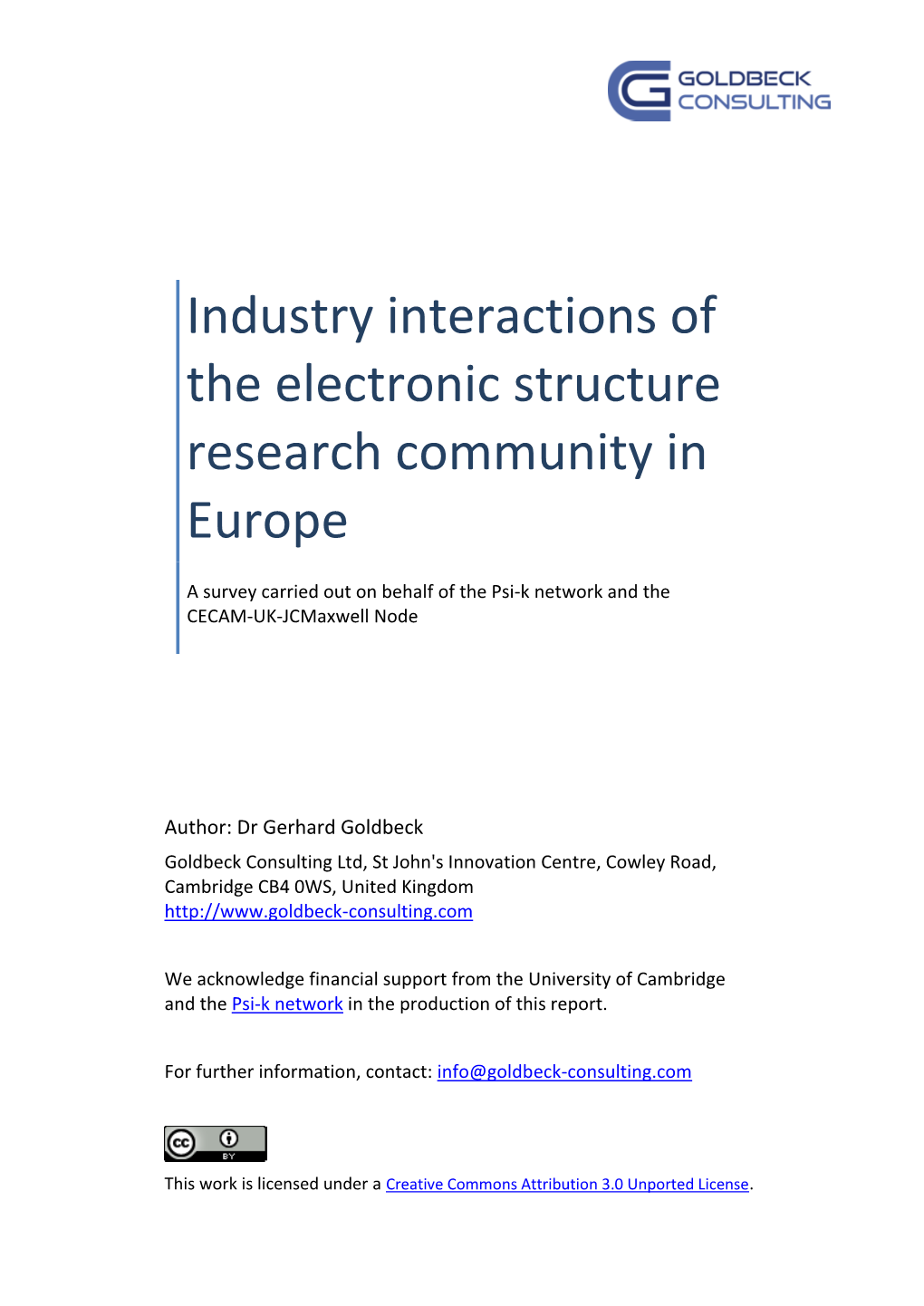 Industry Interactions of the Electronic Structure Research Community in Europe