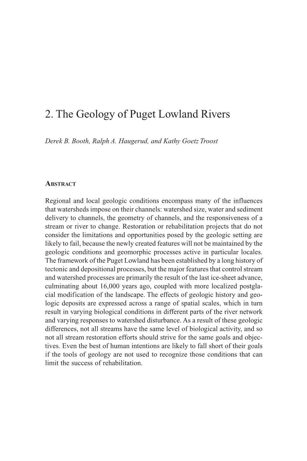 2. the Geology of Puget Lowland Rivers