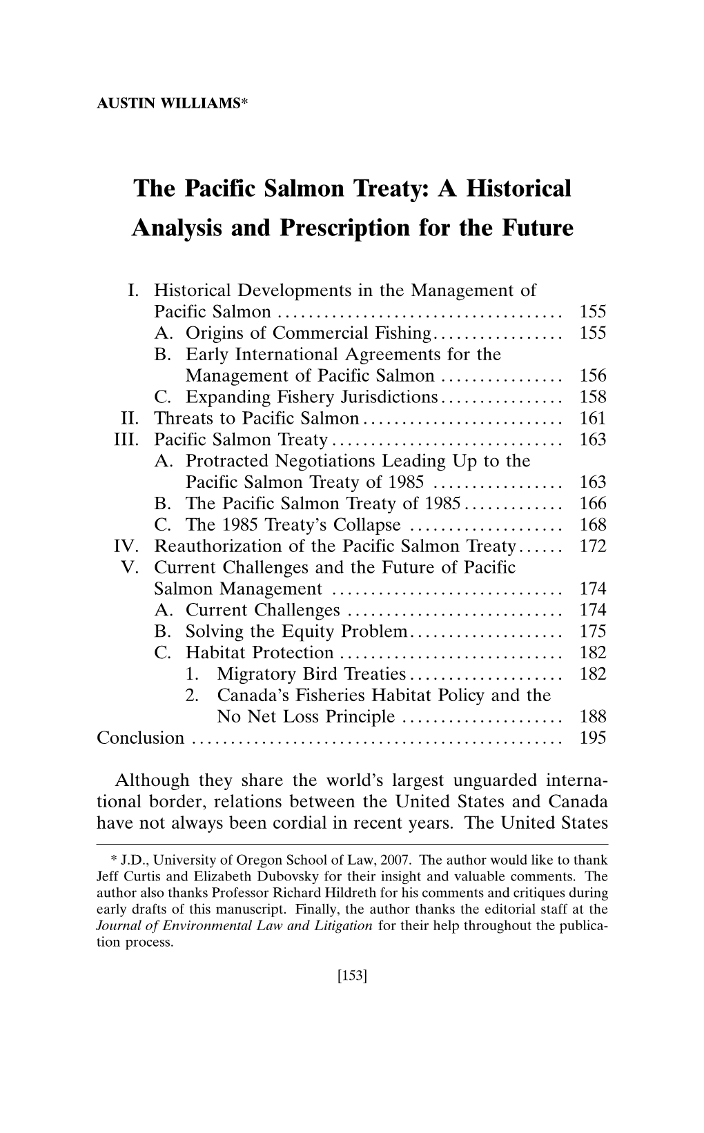 The Pacific Salmon Treaty: a Historical Analysis and Prescription for the Future