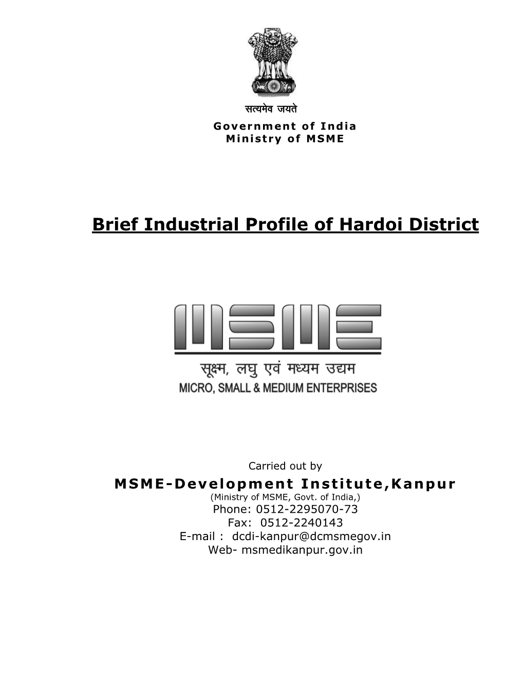 Brief Industrial Profile of Hardoi District