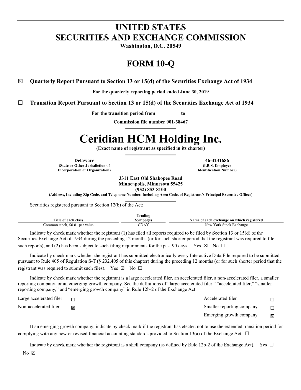 Ceridian HCM Holding Inc. (Exact Name of Registrant As Specified in Its Charter)