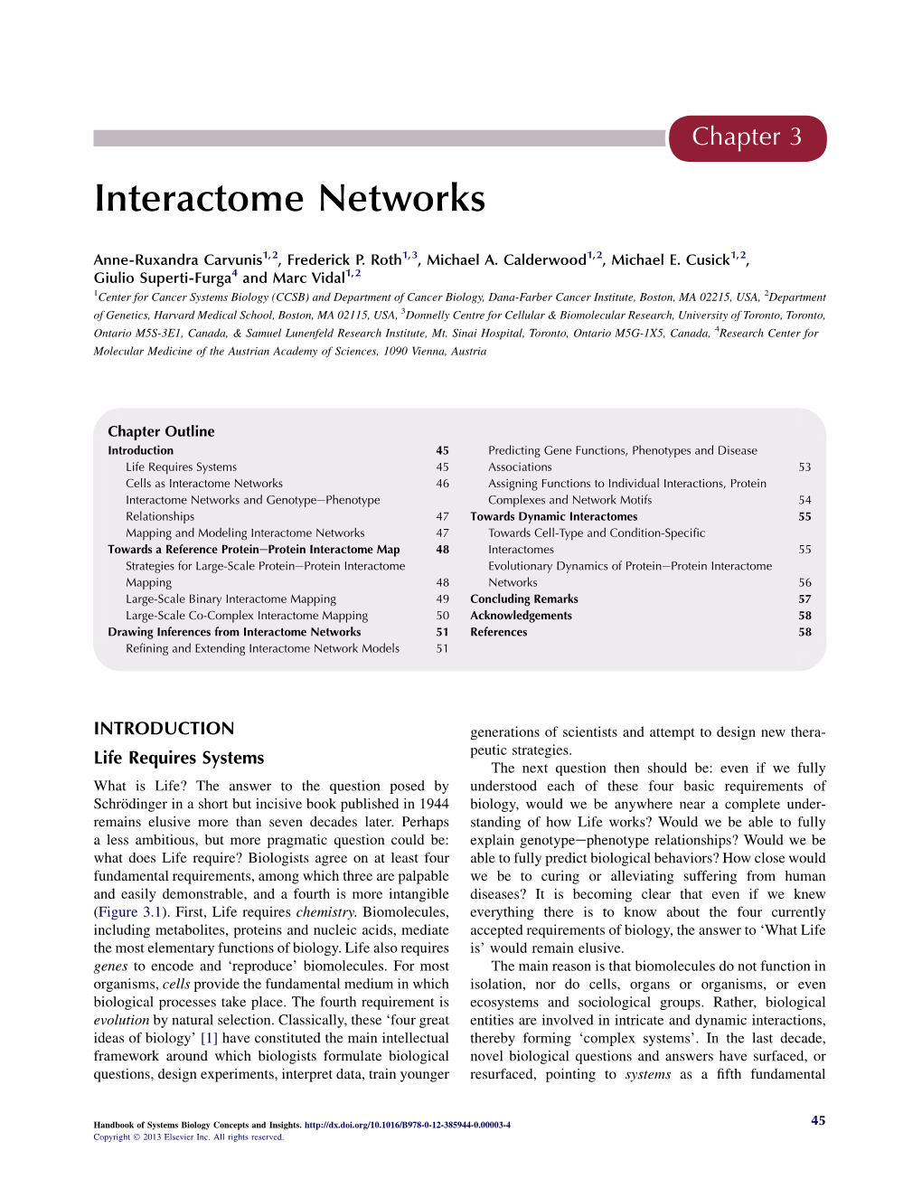 Handbook of Systems Biology Concepts and Insights