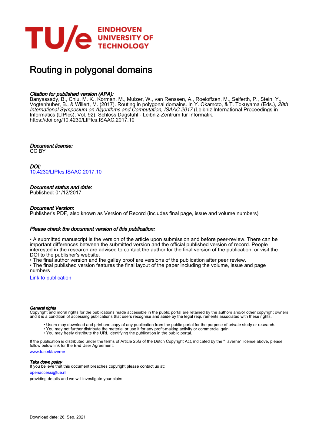 Routing in Polygonal Domains