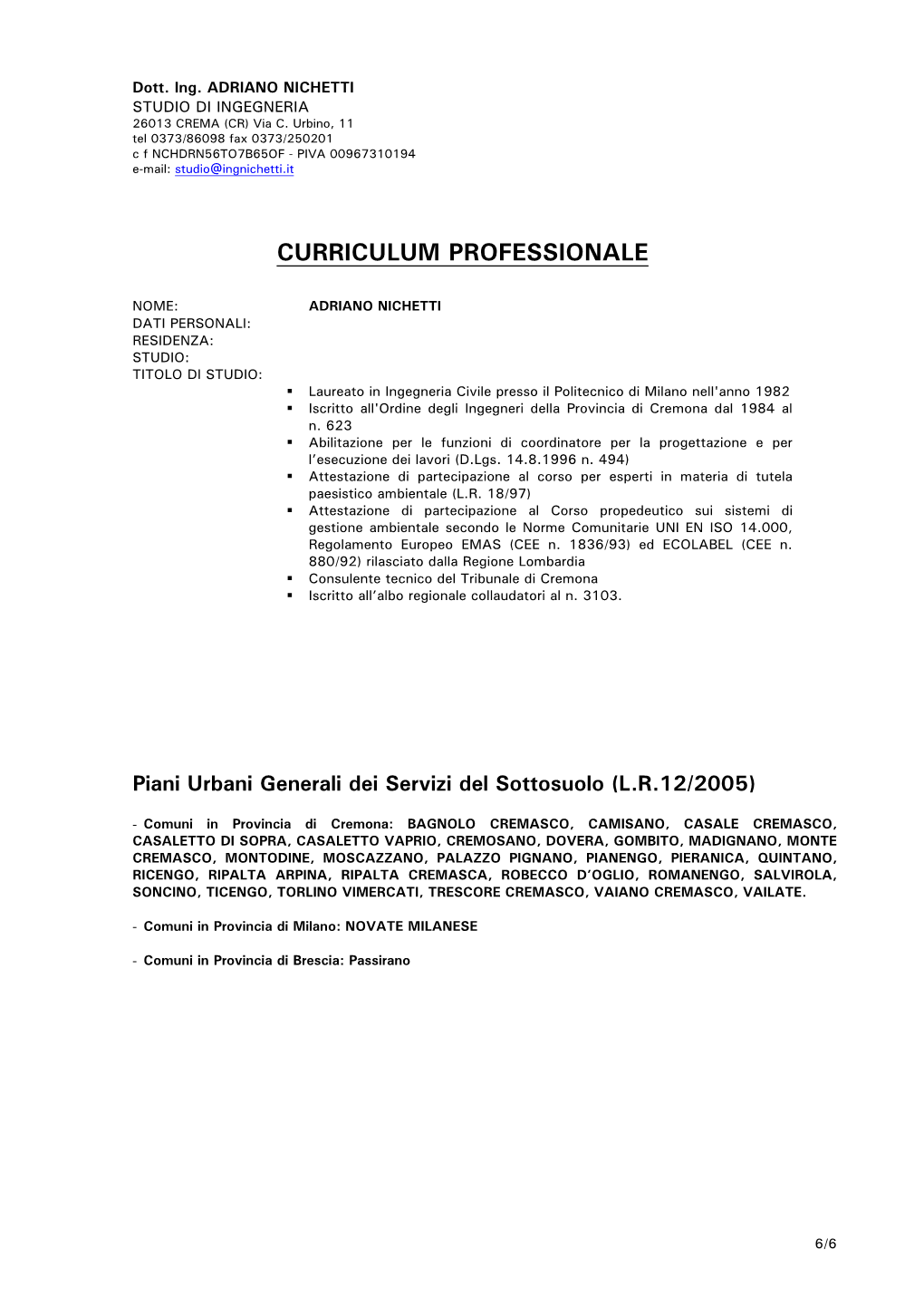 Curriculum Professionale