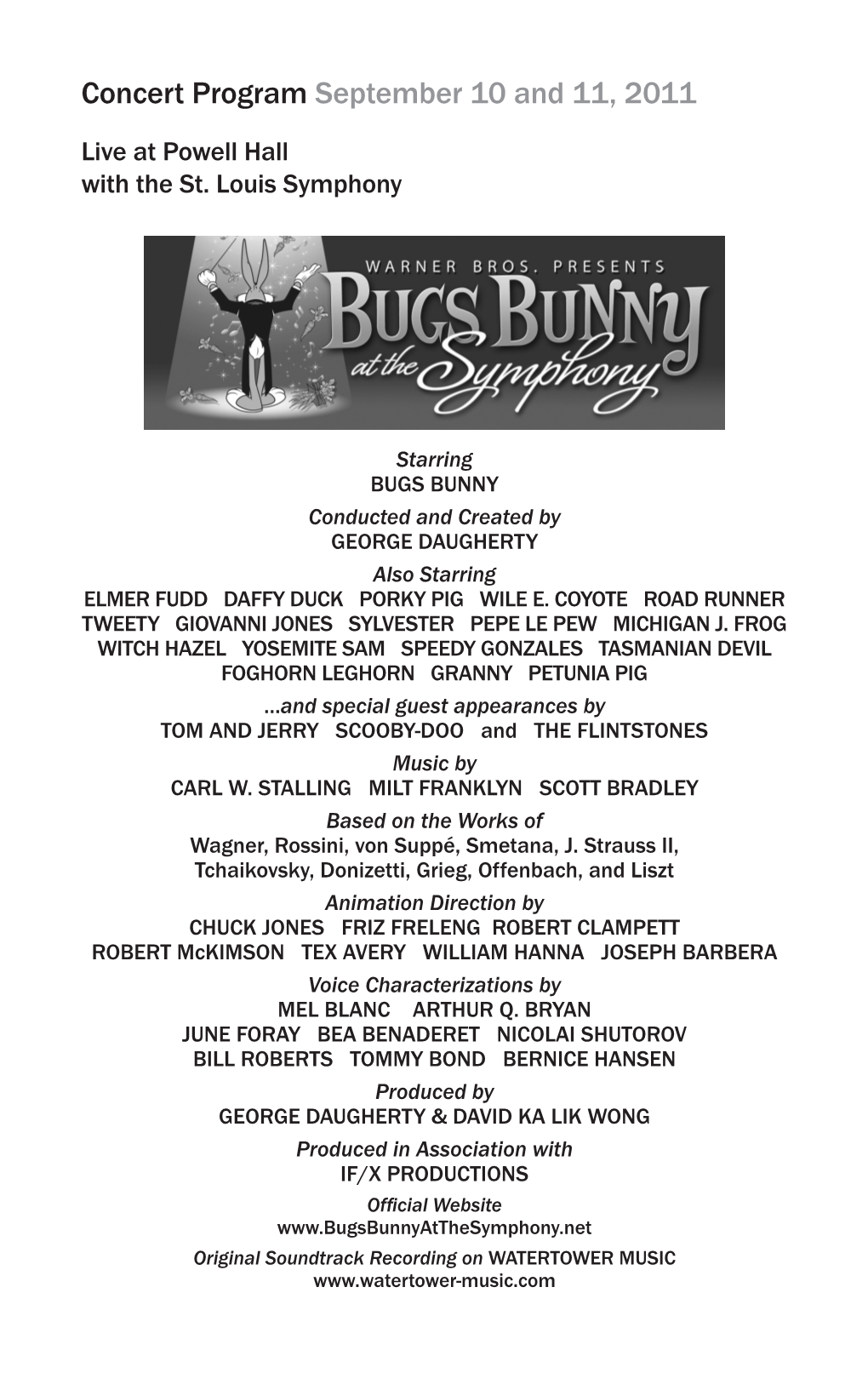 Concert Program September 10 and 11, 2011