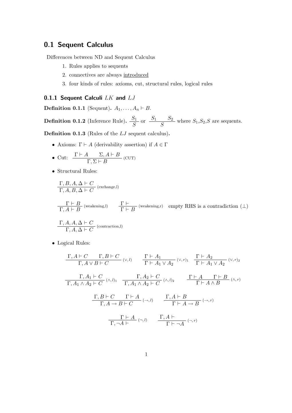 0.1 Sequent Calculus