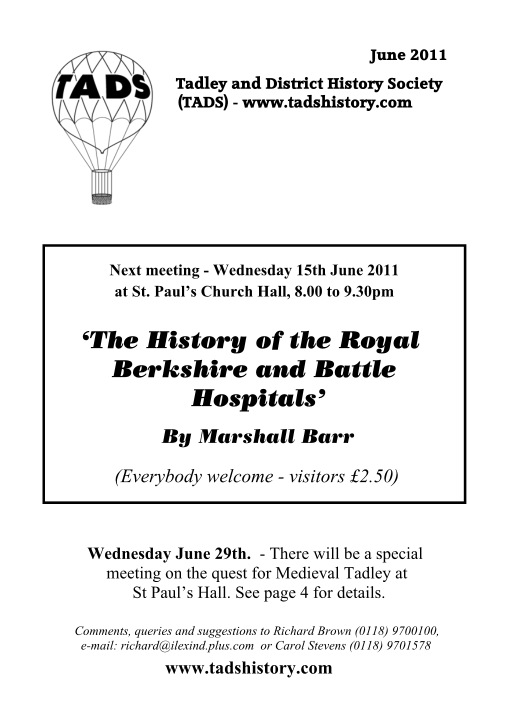 June 2011 Tadley and District History Society (TADS)