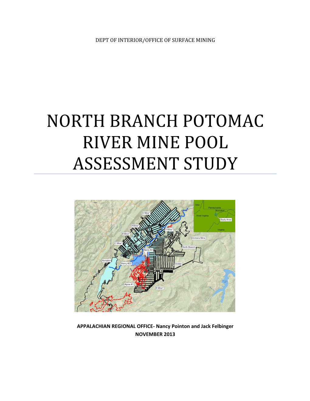 North Branch Potomac River Mine Pool Assessment Study