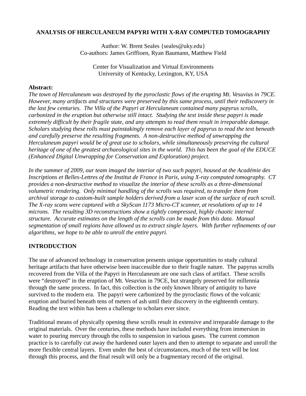 Analysis of Herculaneum Papyri with X-Ray Computed Tomography