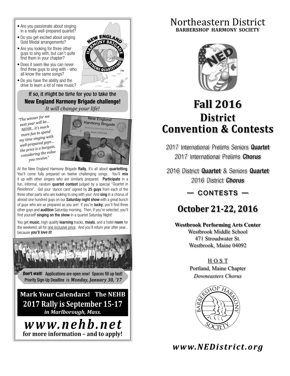 Fall 2016 District Convention & Contests