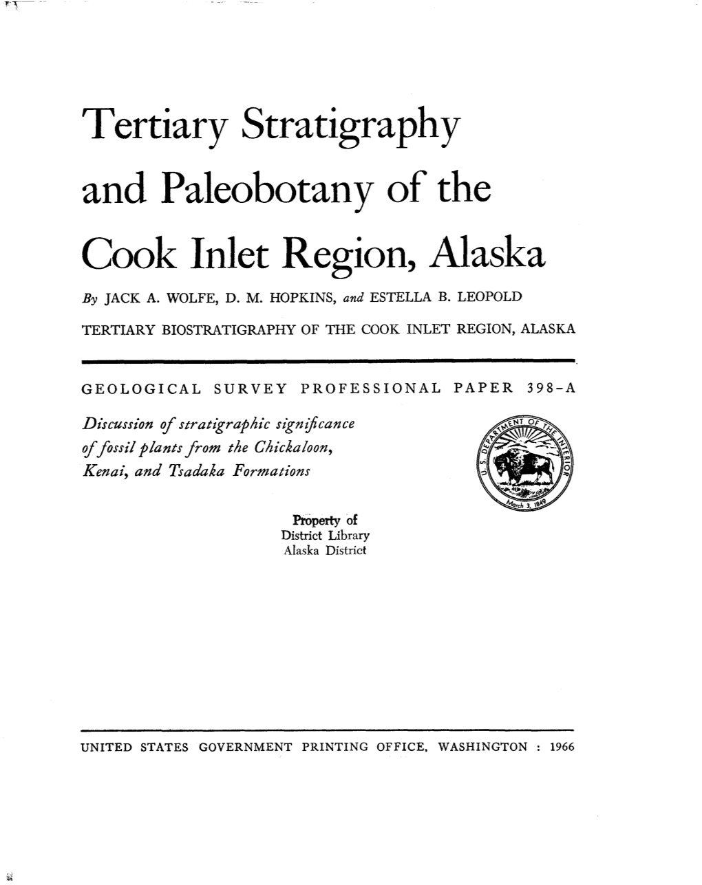 Tertiary Stratigraphy and Paleobotany of the Cook Inlet Region, Alaska