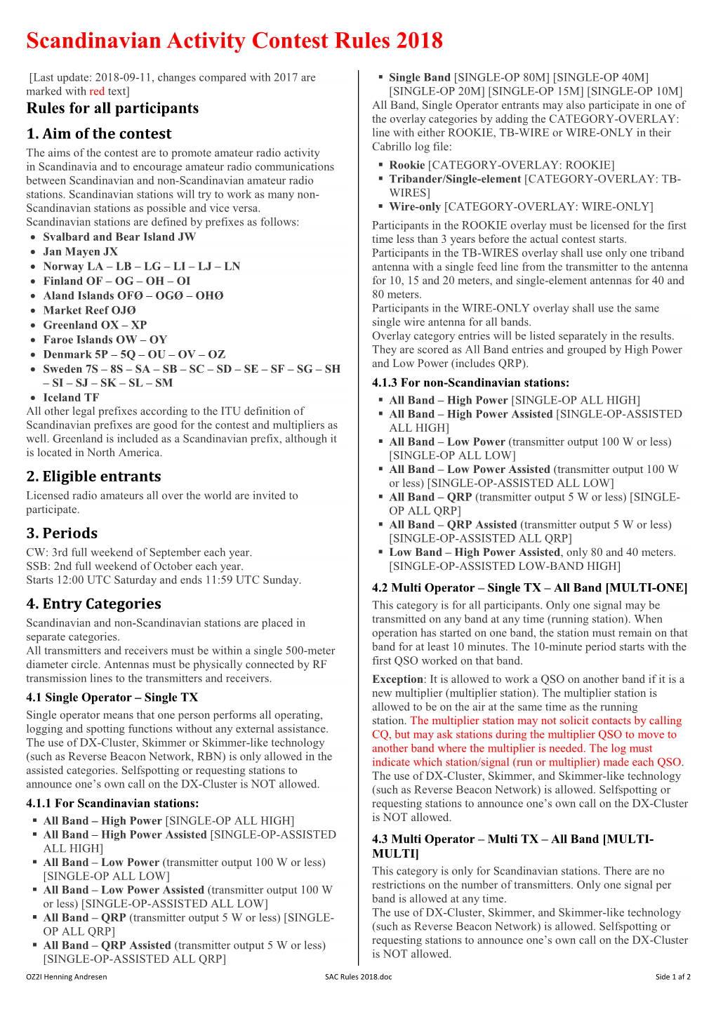 Scandinavian Activity Contest Rules 2018