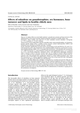 Effects of Raloxifene on Gonadotrophins, Sex Hormones
